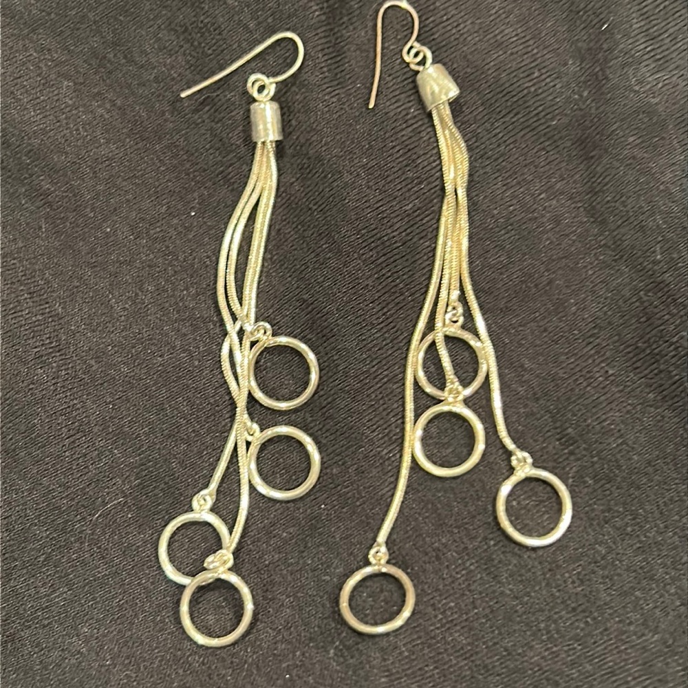 Long Dangly Silver Earrings